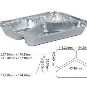 Aluminum Container 8576 - 3 Compartment